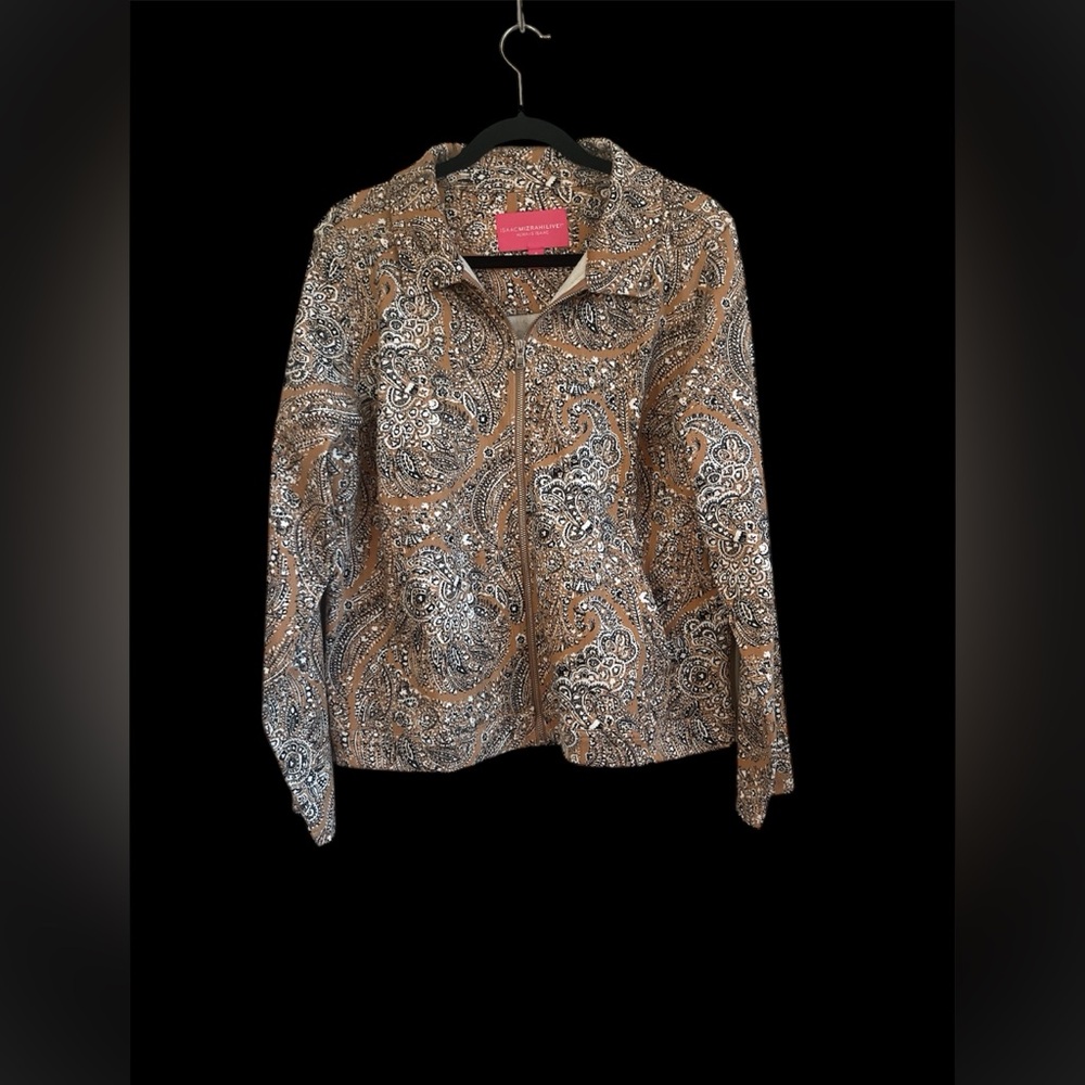 Issac Mizrahi Paisley Zip-Up Blazer Jacket size M